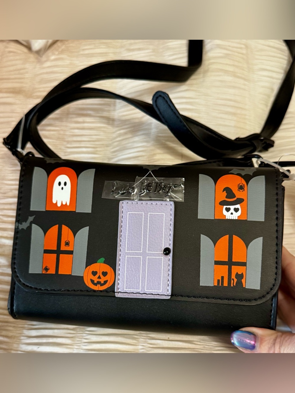 Betsey Johnson Spooky Halloween Crossbody Bag - Black, Orange & Lavender